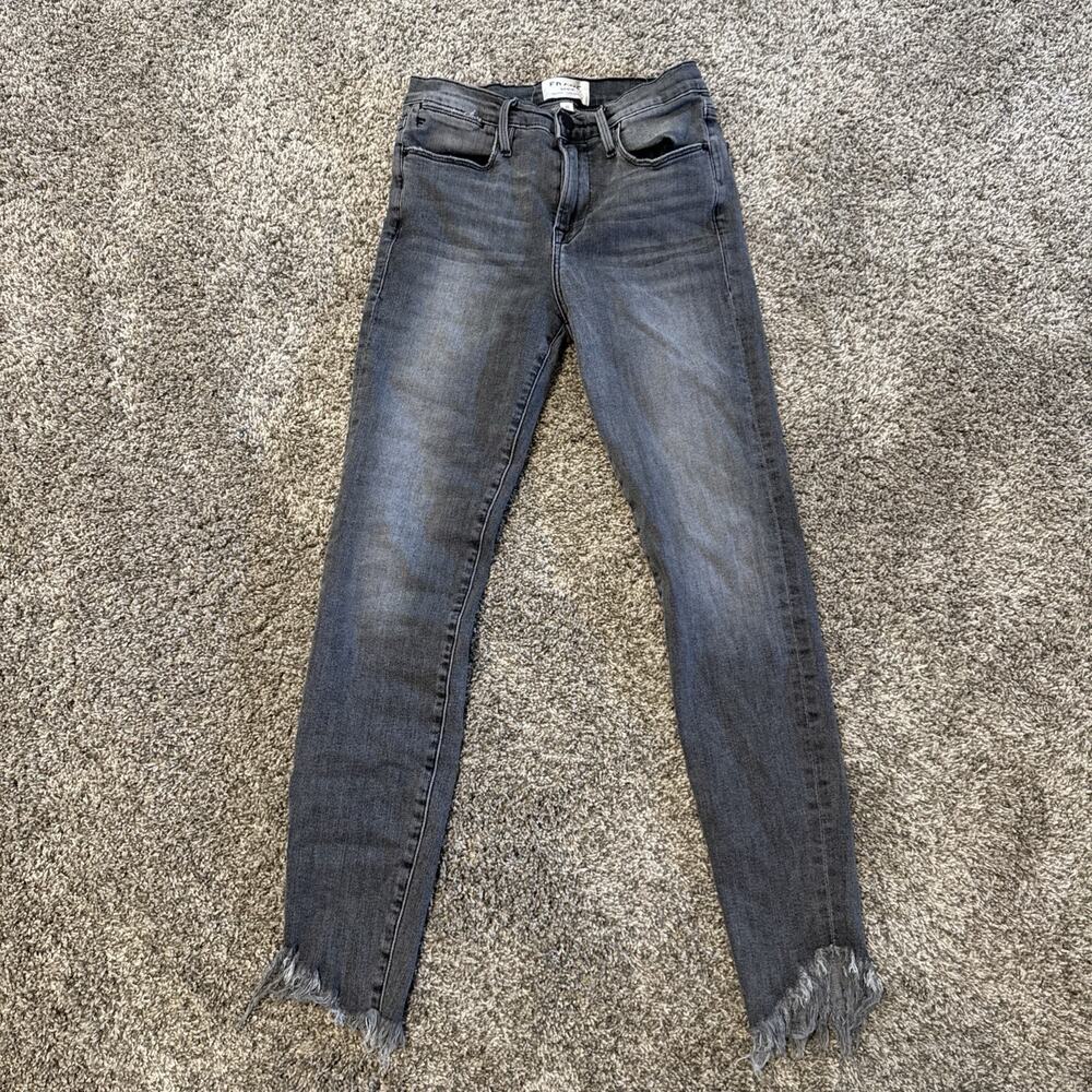 FRAME Jeans Women’s 26 Le High Skinny Crop Gray Distressed